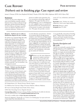 Trichuris Suis in Finishing Pigs: Case Report and Review