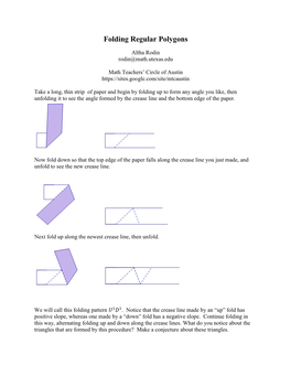 Folding Regular Polygons