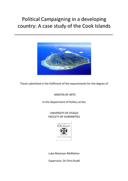 Political Campaigning in a Developing Country: a Case Study of the Cook Islands