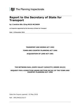 Hope Valley Transport and Works Inspector's Report