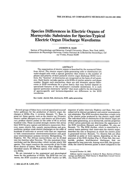 Species Differences in Electric Organs of Mormyrids: Substrates for Species-Typical Electric Organ Discharge Waveforms