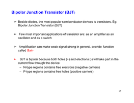 Bipolar Junction Transistor (BJT)