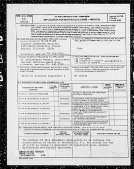 Application for Amend to License 12-05640-01,Authorizing DF