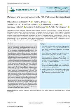 Phylogeny and Biogeography of Ceibamill. (Malvaceae