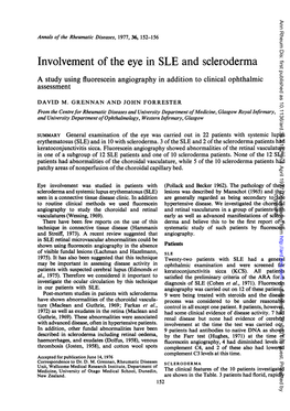 Involvement of the Eye in SLE and Scleroderma a Study Using Fluorescein Angiography in Addition to Clinical Ophthalmic Assessment
