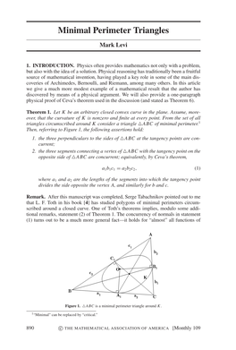 Minimal Perimeter Triangles