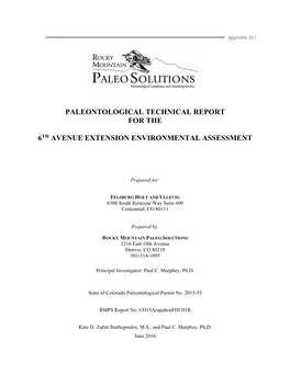 Paleontological Technical Report for the 6Th Avenue