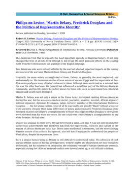 Martin Delany, Frederick Douglass and the Politics of Representative Identity'