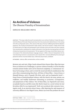 An Archive of Violence the Obscene Visuality of Sensationalism SERGIO DELGADO MOYA