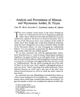 Analysis and Provenience of Minoan and Mycenaean Amber, II. Tiryns