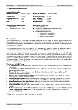 St Bees Head to Harrington Management Area Summary 2015 Copeland Borough Council