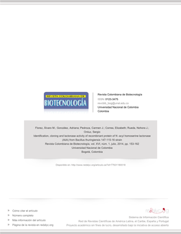 Acyl Homoserine Lactonase (Aiia) from Bacillus Thuringiensis 147-115-16 Strain Revista Colombiana De Biotecnología, Vol