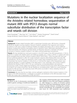 Mutations in the Nuclear Localization Sequence of The