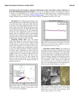 Investigation of Martian Aqueous Processes Using Multiple Alpha Particle X- Ray Spectrometer (Apxs) Datasets