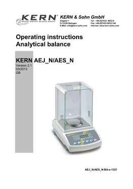 Operating Instructions Analytical Balance