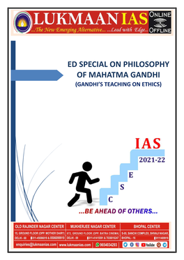 Ed Special on Philosophy of Mahatma Gandhi (Gandhi’S Teaching on Ethics)