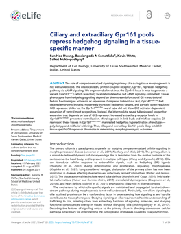 Ciliary and Extraciliary Gpr161 Pools Repress Hedgehog Signaling in A