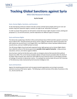 Tracking Global Sanctions Against Syria MSCI ESG Research Analysis