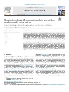 Measuring Indoor Fine Particle Concentrations, Emission Rates, and Decay Rates from Cannabis Use in a Residence