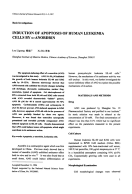 Induction of Apoptosis of Human Leukemia Cells by α