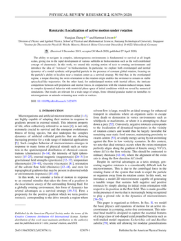 (2020) Rototaxis: Localization of Active Motion Under Rotation