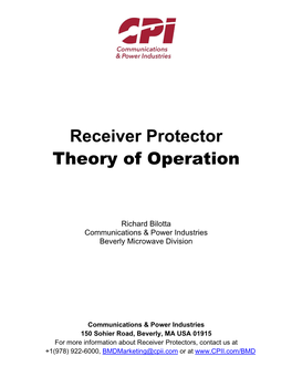 Receiver Protector Theory of Operation