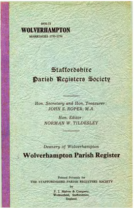 Wolverhampton Parish Register, Marriages 1735-1776 (Text+)