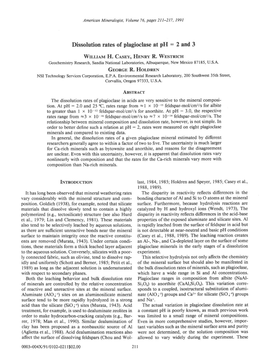 Dissolution Rates of Plagioclase at Ph : 2 and 3