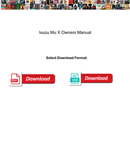 Isuzu Mu X Owners Manual