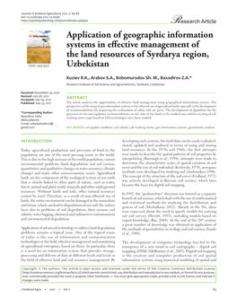 Application of Geographic Information Systems in Effective Management of the Land Resources of Syrdarya Region