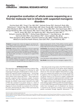 A Prospective Evaluation of Whole-Exome Sequencing As a First-Tier Molecular Test in Infants with Suspected Monogenic Disorders