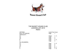 The Basset Hound Club Judging List 2019 Index