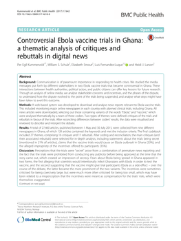 Download and Analyse News Reports Relevant to Ebola Vaccine Trials