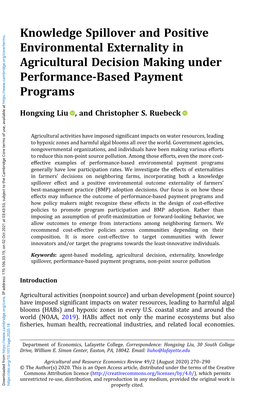 Knowledge Spillover and Positive Environmental Externality in Agricultural Decision Making Under Performance-Based Payment