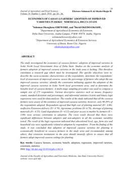 Economics of Cassava Farmers' Adoption Of