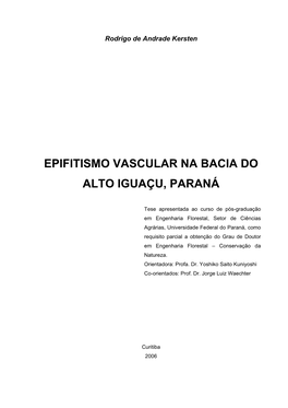 Epifitismo Vascular Na Bacia Do Alto Iguaçu, Paraná