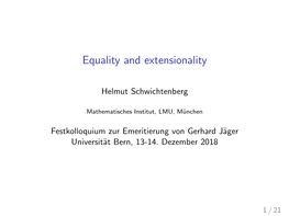 Equality and Extensionality