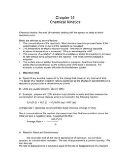 Chapter 14 Chemical Kinetics