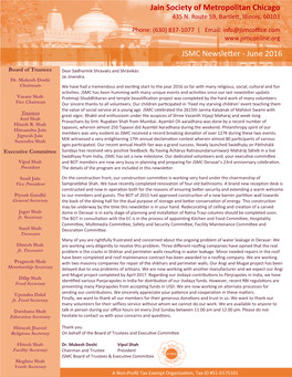 Jain Society of Metropolitan Chicago JSMC Newsletter