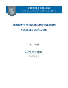 Graduate Programs in Education Academic Catalogue
