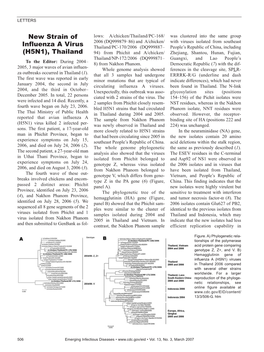 New Strain of Influenza a Virus (H5N1), Thailand