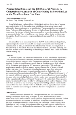 Premeditated Causes of the 2002 Gujarat Pogrom: a Comprehensive Analysis of Contributing Factors That Led to the Manifestation of the Riots