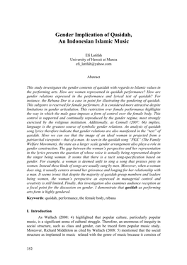 Gender Implication of Qasidah, an Indonesian Islamic Music