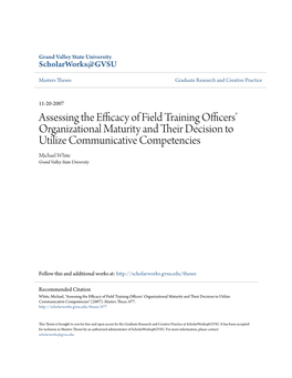 Assessing the Efficacy of Field Training Officersâ•Ž Organizational