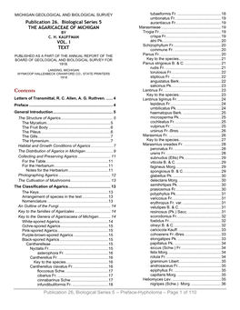 Publication 26. Biological Series 5 the AGARICACEAE of MICHIGAN