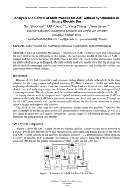 Analysis and Control of Shift Process for AMT Without Synchronizer In