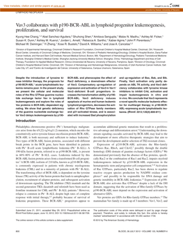 Vav3 Collaborates with P190-BCR-ABL in Lymphoid Progenitor Leukemogenesis, Proliferation, and Survival