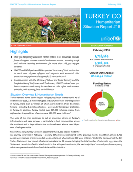 TURKEY CO Humanitarian Situation Report #18