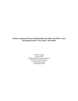 African American Women's Basketball in The