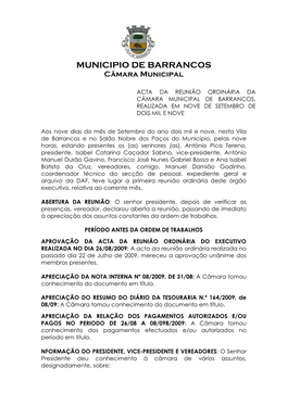 MUNICIPIO DE BARRANCOS Câmara Municipal